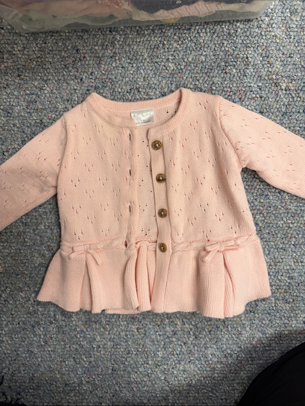 Baby girls Pink Knit Peplum Cardigan Sweater for Kids 3-6M GUC